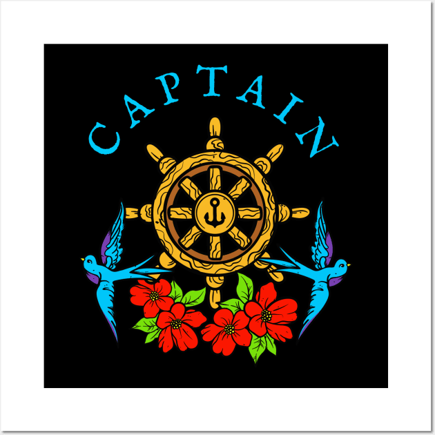 Captain Tattoo Art Sailing Helm Wall Art by Foxxy Merch